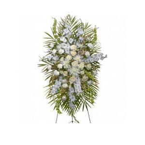 All White Standing Spray Funeral Flowers