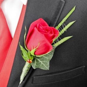 Romantic Red Rose Prom Boutonniere