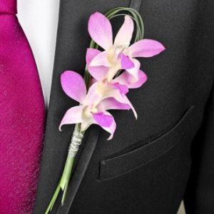 Chic Pink Orchid Prom Boutonniere