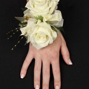 White Rose Glitter Prom Corsage