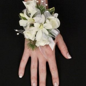 Sparkly White Prom Corsage