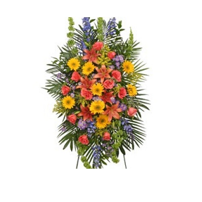 Vibrant Floral Expression Standing Funeral Spray